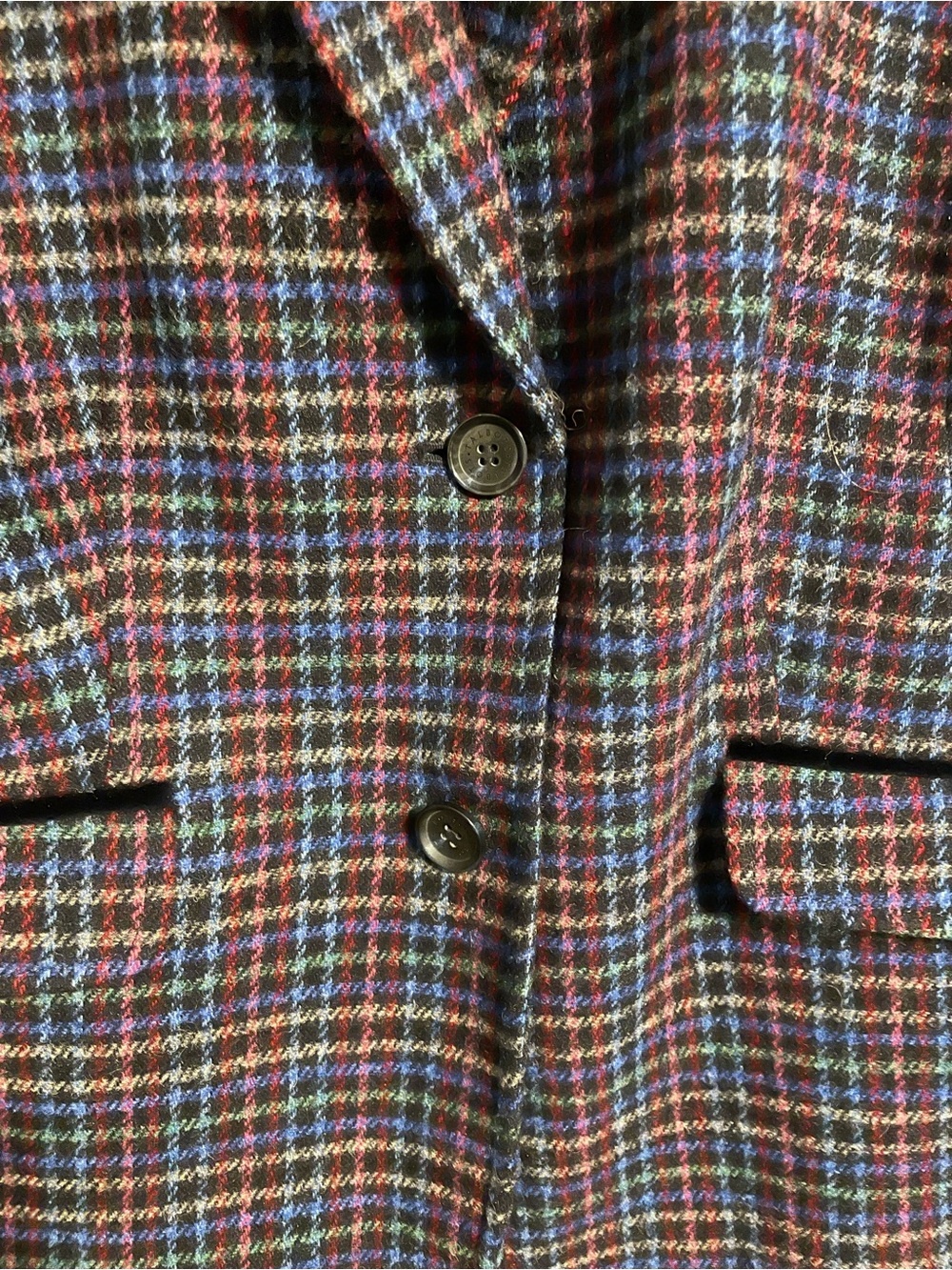 Talbots Multicolor Plaid Wool-Blend Blazer with Black Velvet Collar - Picture 3 of 4